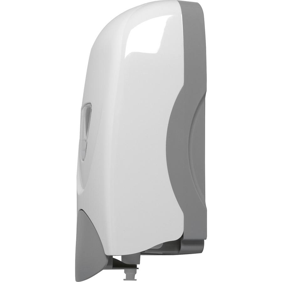 Genuine Joe Foam-Eeze Foam Soap Dispenser - Manual - 1.06 quart Capacity - Refillable, Site Window, Durable - White, Gray - 12 / Carton. Picture 6