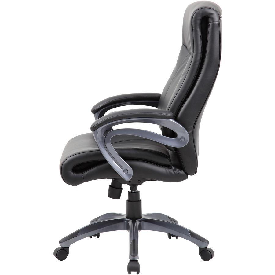 Boss B8661 Executive Chair - Black LeatherPlus Seat - Gray Leather Back - Black, Gray Nylon Frame - 5-star Base - 1 Each. Picture 5