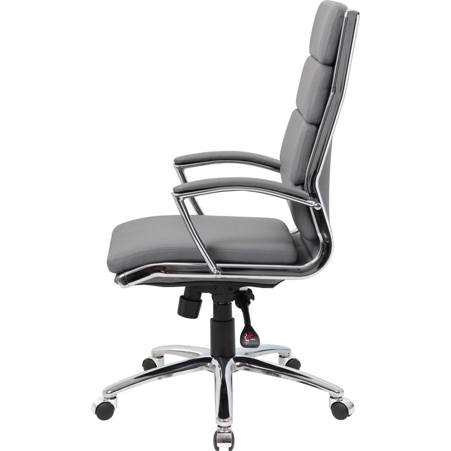 Boss B9471 Executive Chair - Gray Vinyl Seat - Gray Back - Chrome, Black Chrome Frame - 5-star Base - Armrest - 1 Each. Picture 5