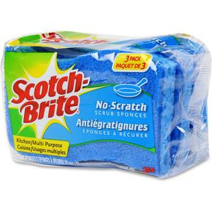 Scotch-Brite No Scratch Scrub Sponges - 2.8" Height x 4.5" Width x 4.5" Length x 590 mil Thickness - 8/Carton - Blue. Picture 3