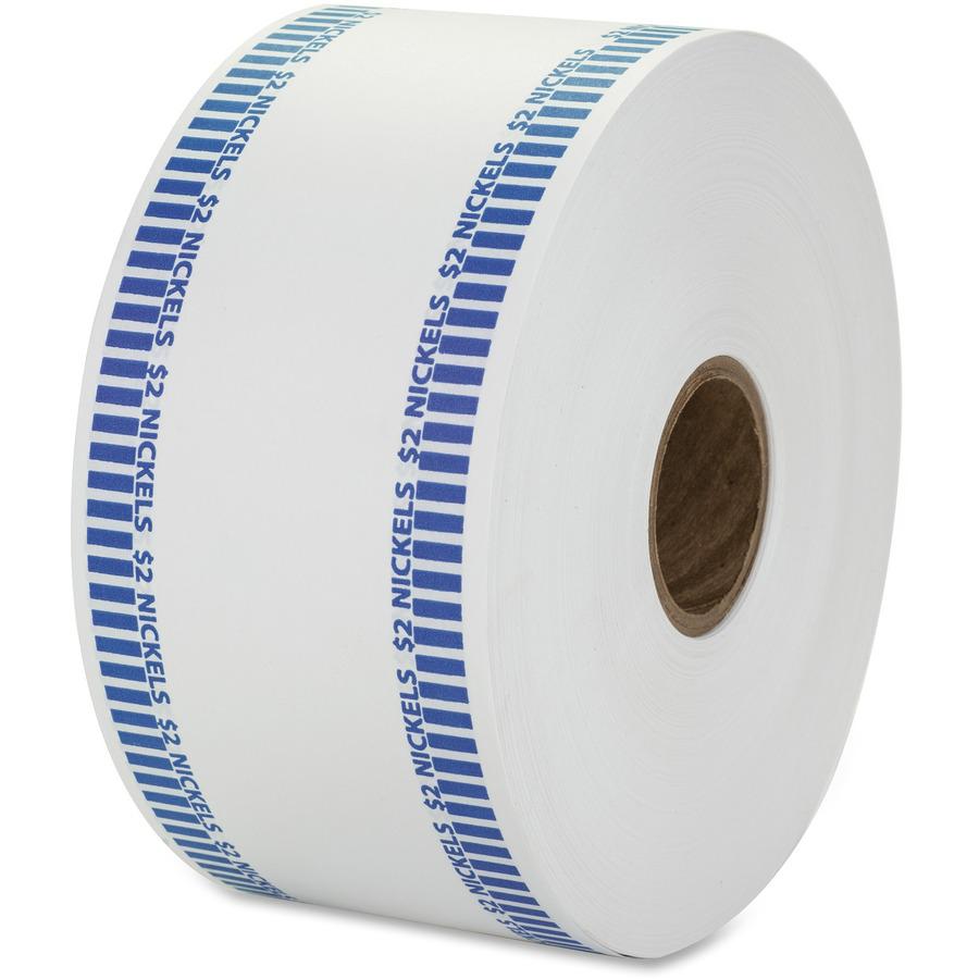 PAP-R Color-coded Coin Machine Wrappers - 1000 ft Length - 1900 Wrap(s)Total $2.00 in 40 Coins of 5¢ Denomination - 15 lb Basis Weight - Kraft - Blue, White - 1900 / Roll. Picture 3