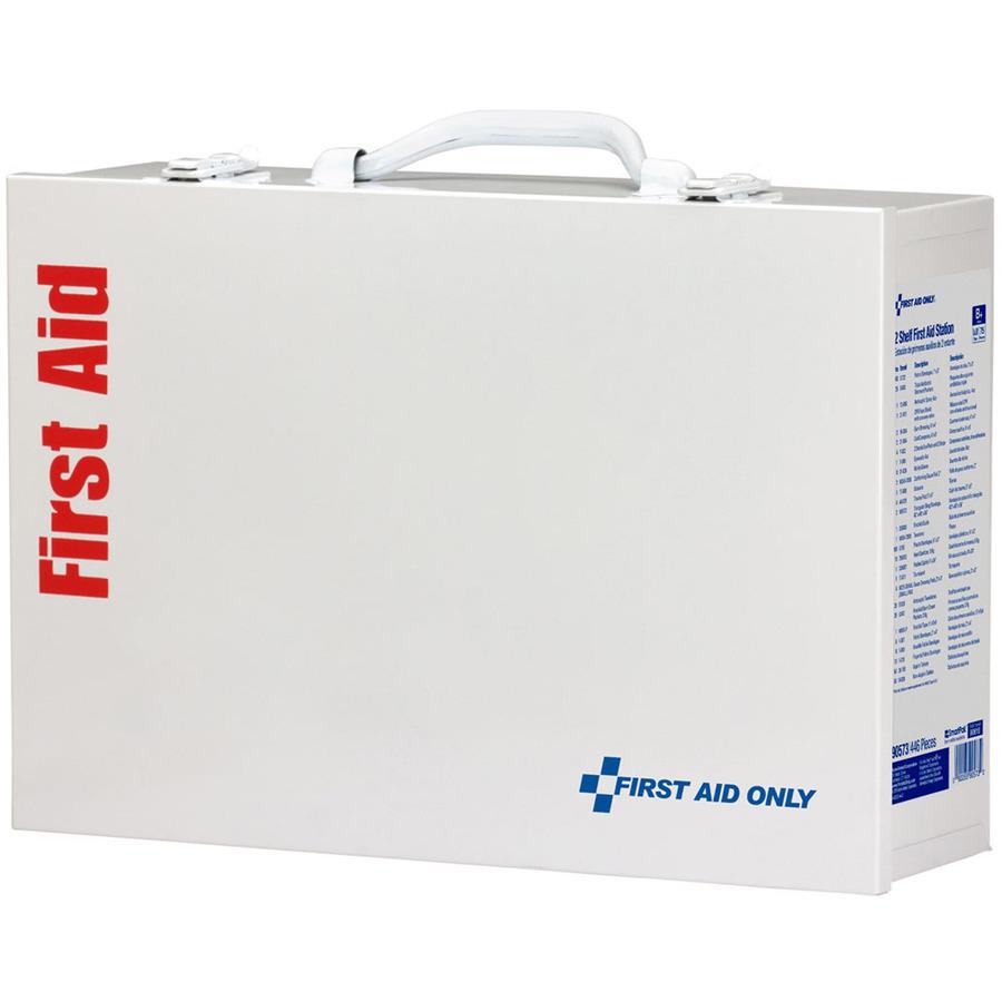 First Aid Only 2-Shelf First Aid Cabinet with Medications - ANSI Compliant - 446 x Piece(s) For 75 x Individual(s) - 11" Height x 15.3" Width x 4.5" Depth Length - Steel Case - 1 Each. Picture 4