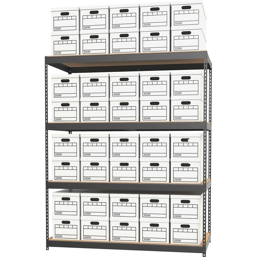 Lorell Archival Shelving - 80 x Box - 4 Compartment(s) - 84" Height x 69" Width x 33" Depth - 28% Recycled - Black - Steel, Particleboard - 1 Each. Picture 6
