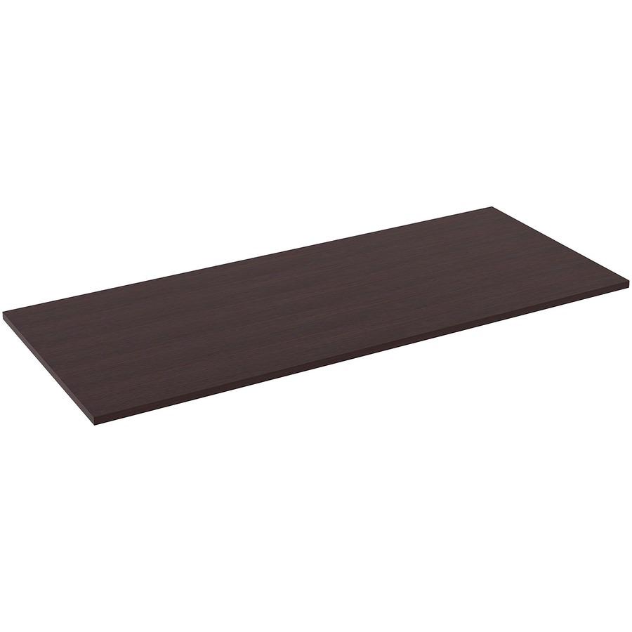 Lorell Utility Table Top - Espresso Rectangle, Laminated Top - 72" Table Top Width x 30" Table Top Depth x 1" Table Top Thickness - Assembly Required. Picture 4