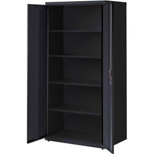 Lorell Fortress Series Storage Cabinet - 36" x 24" x 72" - 5 x Shelf(ves) - Hinged Door(s) - Sturdy, Recessed Locking Handle, Removable Lock, Durable, Storage Space - Black - Powder Coated - Steel - R. Picture 9