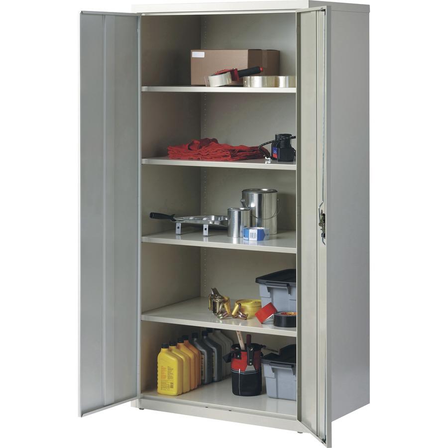 Lorell Fortress Series Storage Cabinet - 24" x 36" x 72" - 5 x Shelf(ves) - Hinged Door(s) - Sturdy, Recessed Locking Handle, Removable Lock, Durable, Storage Space - Light Gray - Powder Coated - Stee. Picture 6