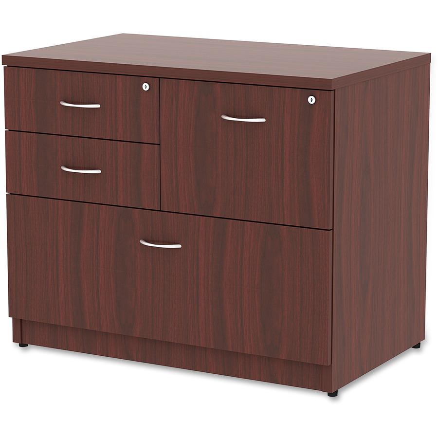 Lorell Essentials Series Box/Box/File Lateral File - 1" Side Panel, 0.1" Edge, 35.5" x 22"29.5" Lateral File - 4 x Box, File Drawer(s) - Mahogany Laminate Table Top - Versatile, Ball Bearing Glide, Dr. Picture 5
