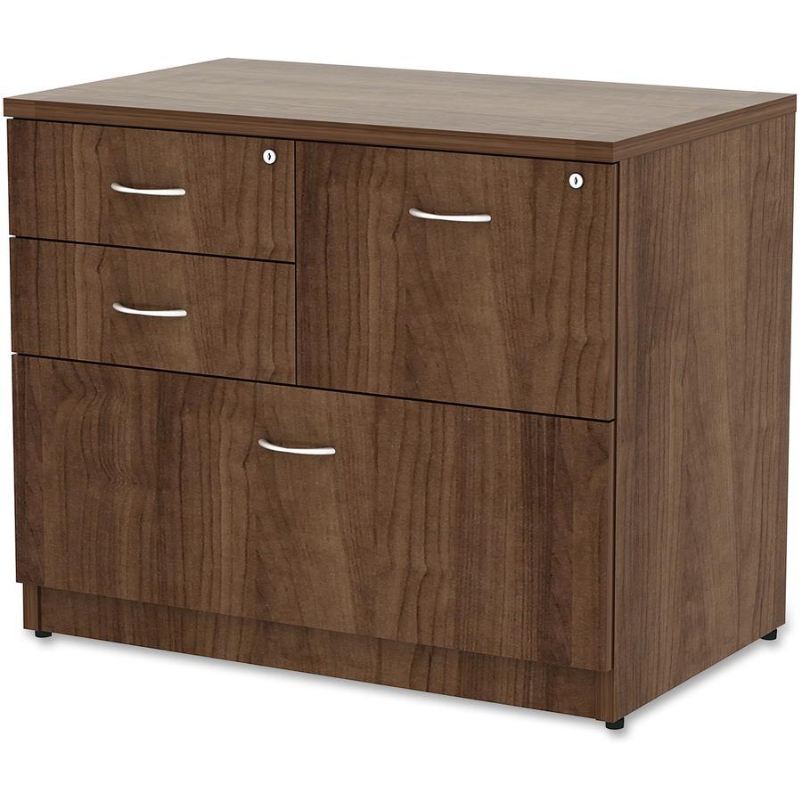 Lorell Essentials Series Box/Box/File Lateral File - 1" Side Panel, 0.1" Edge, 35.5" x 22"29.5" Lateral File - 4 x Box, File Drawer(s) - Walnut Laminate Table Top - Versatile, Ball Bearing Glide, Draw. Picture 6