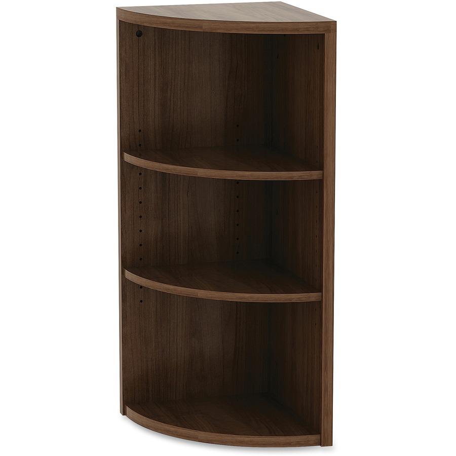 Lorell Essentials Series Hutch End Corner Bookcase - 36" Height x 14.8" Width37.8" Length%Floor - Walnut - Laminate, Polyvinyl Chloride (PVC) - 1 Each. Picture 5
