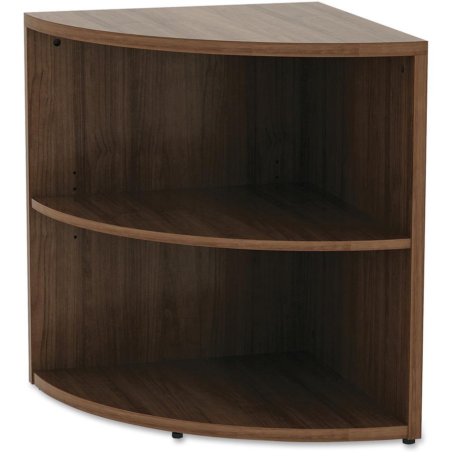 Lorell Essentials Series Desk End Corner Bookcase - 23.6" Height x 29.5" Width30.7" Length%Floor - Walnut - Laminate, Polyvinyl Chloride (PVC) - 1 Each. Picture 6