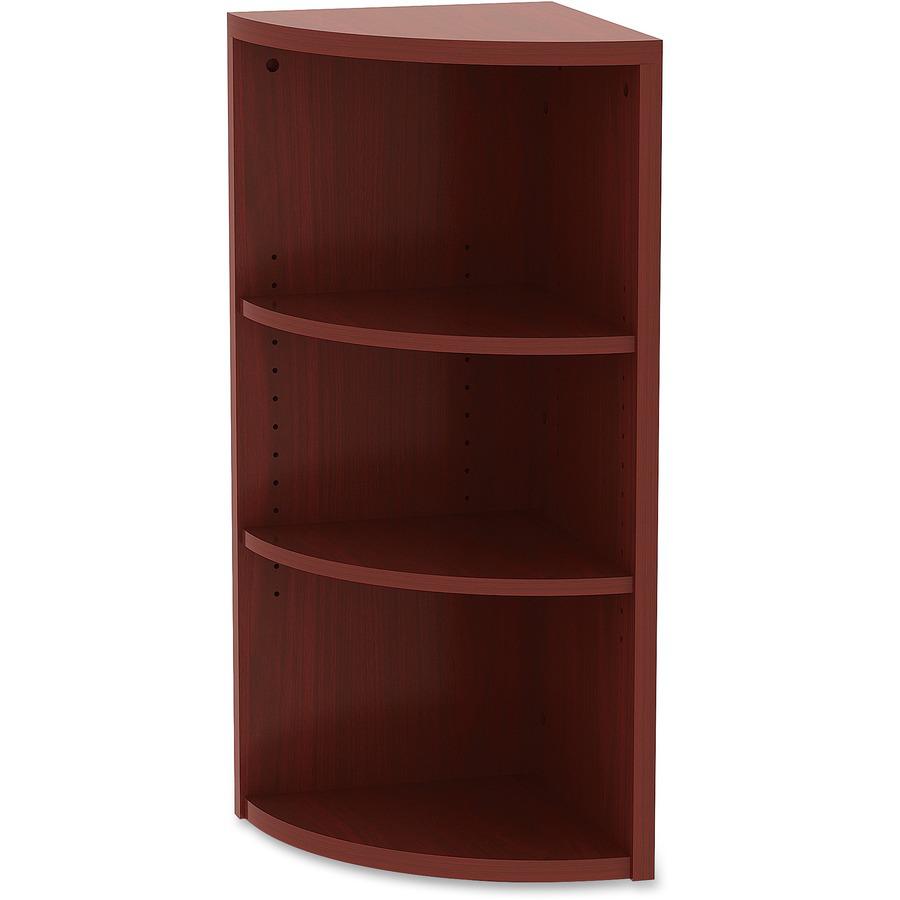 Lorell Essentials Series Hutch End Corner Bookcase - 36" Height x 14.8" Width x 14.8" DepthFloor - Mahogany - Laminate, Polyvinyl Chloride (PVC) - 1 Each. Picture 5