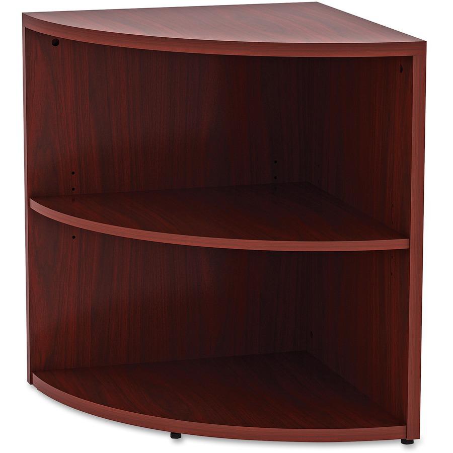 Lorell Essentials Series Desk End Corner Bookcase - 29.5" Height x 23.6" Width x 23.6" Depth - Floor - Mahogany - Laminate, Polyvinyl Chloride (PVC) - 1Each - Corner Shape. Picture 5