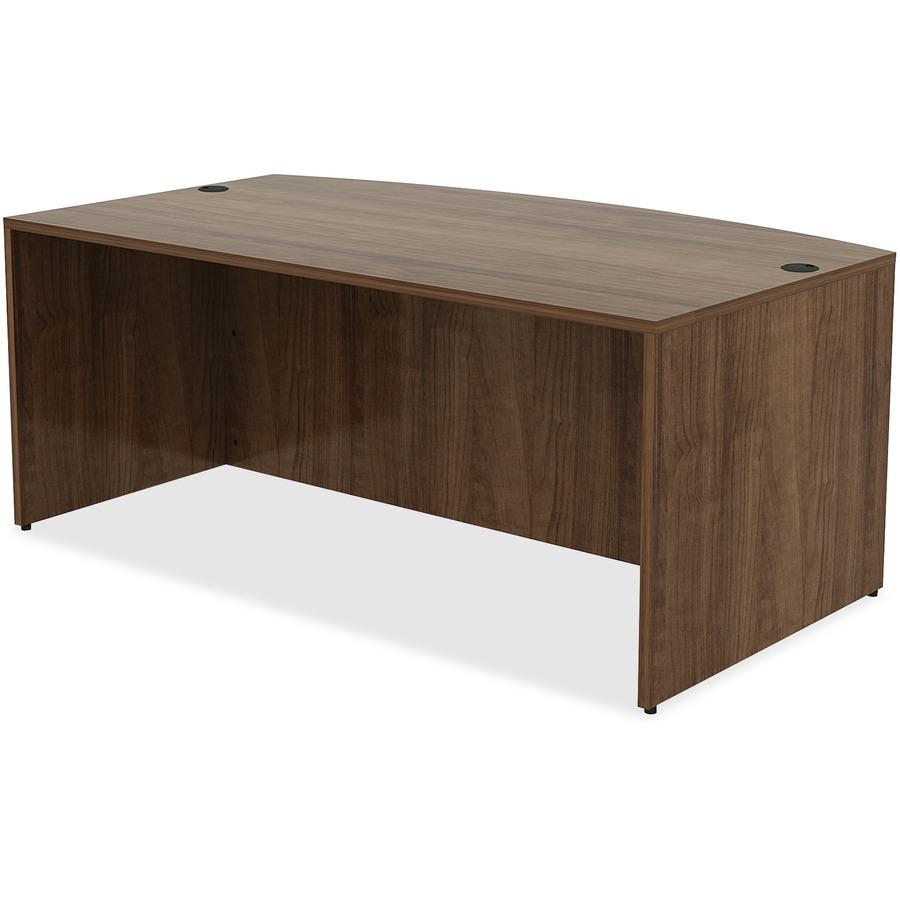 Lorell Essentials Series Desk - 71" x 41.4"29.5" Desk, 0.1" Edge - Material: Metal - Finish: Walnut, Laminate. Picture 5