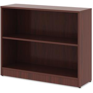 Lorell Laminate Bookcase - 2 Shelf(ves) - 29.5" Height x 36" Width x 12" Depth - Sturdy, Adjustable Feet, Adjustable Shelf - Thermofused Laminate (TFL) - Mahogany - Laminate - 1 Each. Picture 7