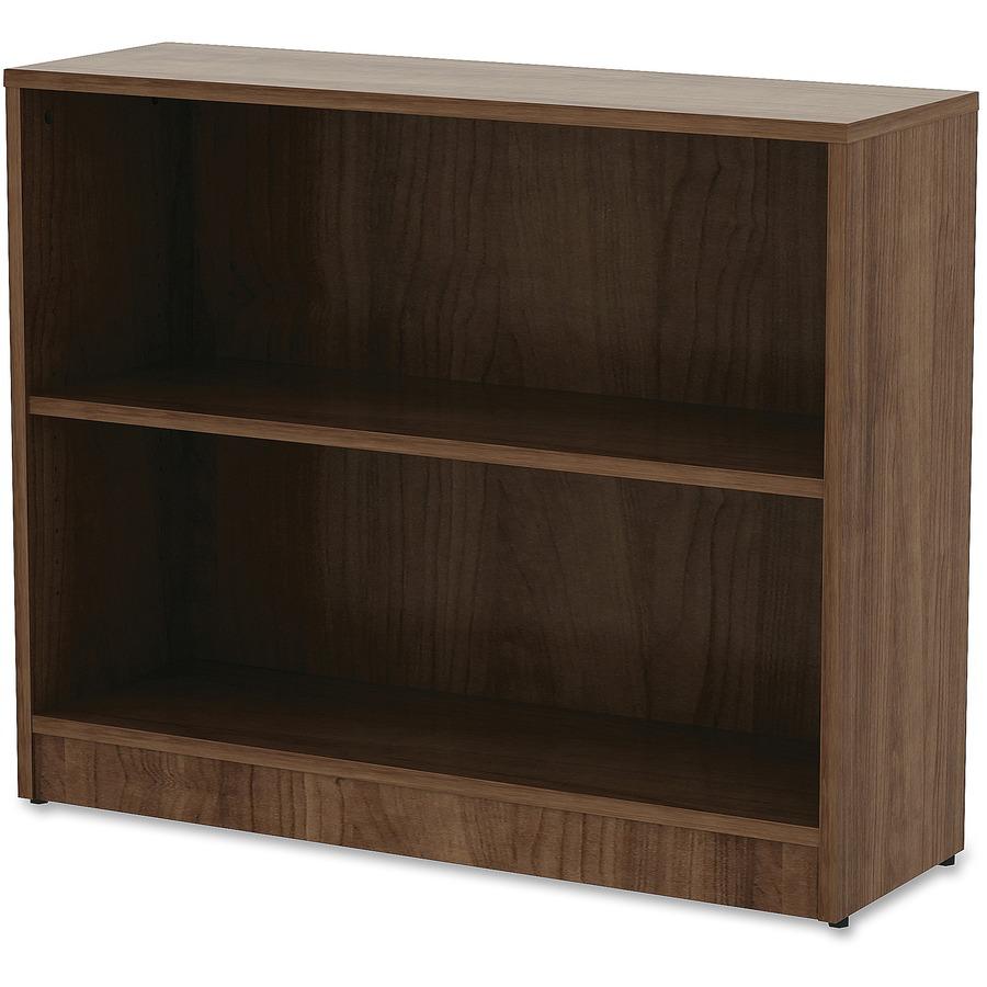 Lorell Laminate Bookcase - 2 Shelf(ves) - 29.5" Height x 36" Width x 12" Depth - Sturdy, Adjustable Feet, Adjustable Shelf - Thermofused Laminate (TFL) - Walnut - Laminate - 1 Each. Picture 5