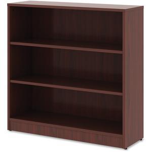 Lorell Laminate Bookcase - 3 Shelf(ves) - 36" Height x 36" Width x 12" Depth - Sturdy, Adjustable Feet, Adjustable Shelf - Thermofused Laminate (TFL) - Mahogany - Laminate - 1 Each. Picture 5