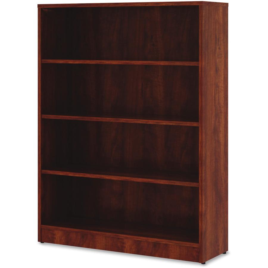 Lorell Laminate Bookcase - 4 Shelf(ves) - 48" Height x 36" Width x 12" Depth - Sturdy, Adjustable Feet - Cherry - Laminate - 1 Each. Picture 3