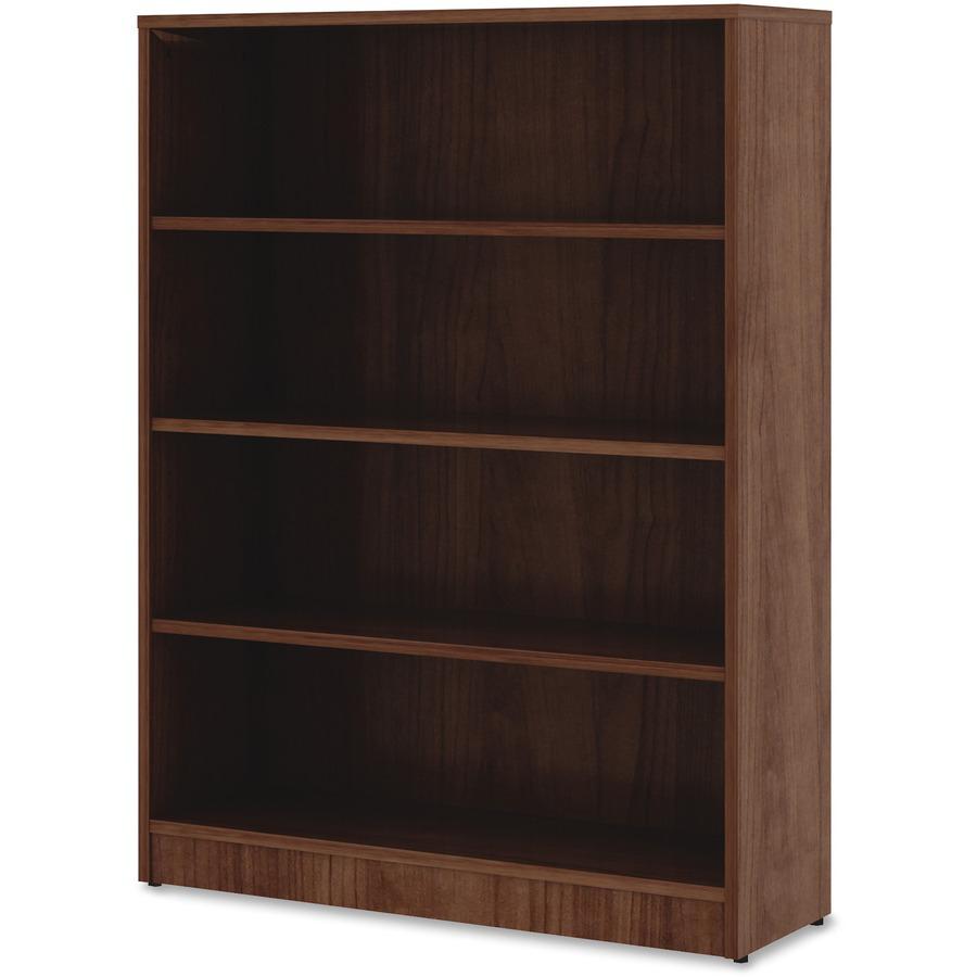 Lorell Laminate Bookcase - 4 Shelf(ves) - 48" Height x 36" Width x 12" Depth - Sturdy, Adjustable Feet - Walnut - Laminate - 1 Each. Picture 3