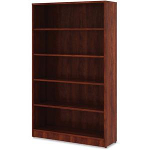 Lorell Laminate Bookcase - 0.8" Shelf, 36" x 12"60" - 5 Shelve(s) - 4 Adjustable Shelf(ves) - Square Edge - Material: Thermofused Laminate (TFL) - Finish: Cherry. Picture 5
