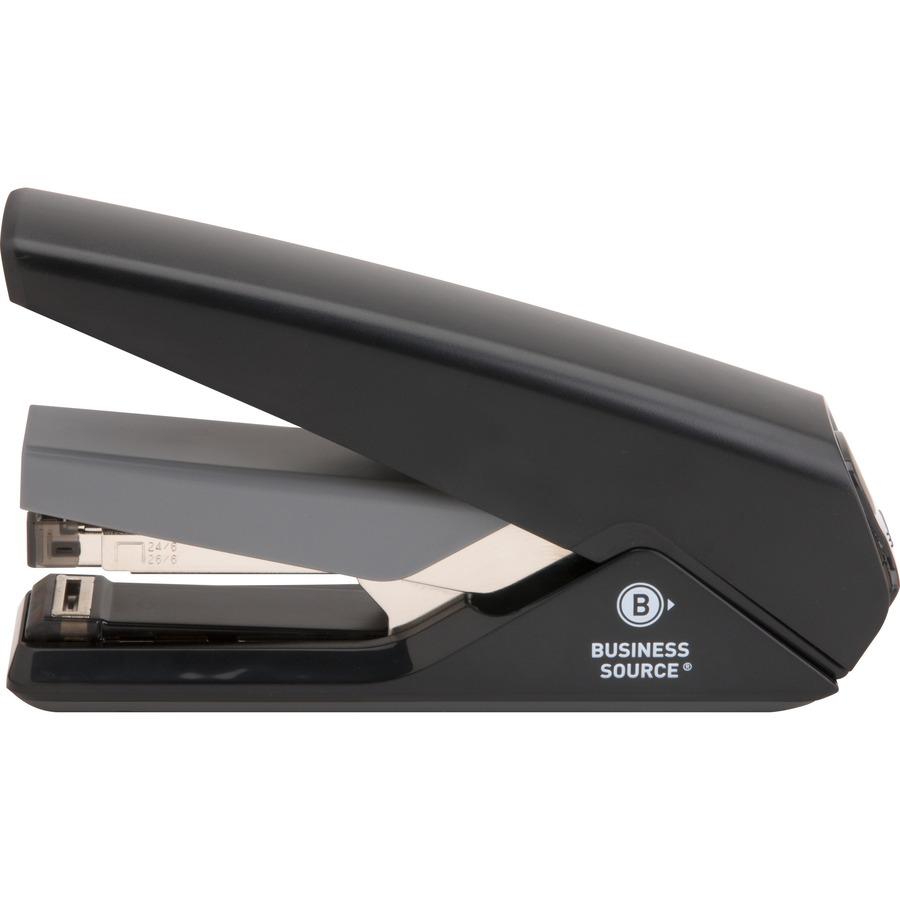 Business Source Full Strip Flat-Clinch Stapler - 30 of 20lb Paper Sheets Capacity - 210 Staple Capacity - Full Strip - 1/4" Staple Size - 1 Each - Black. Picture 7