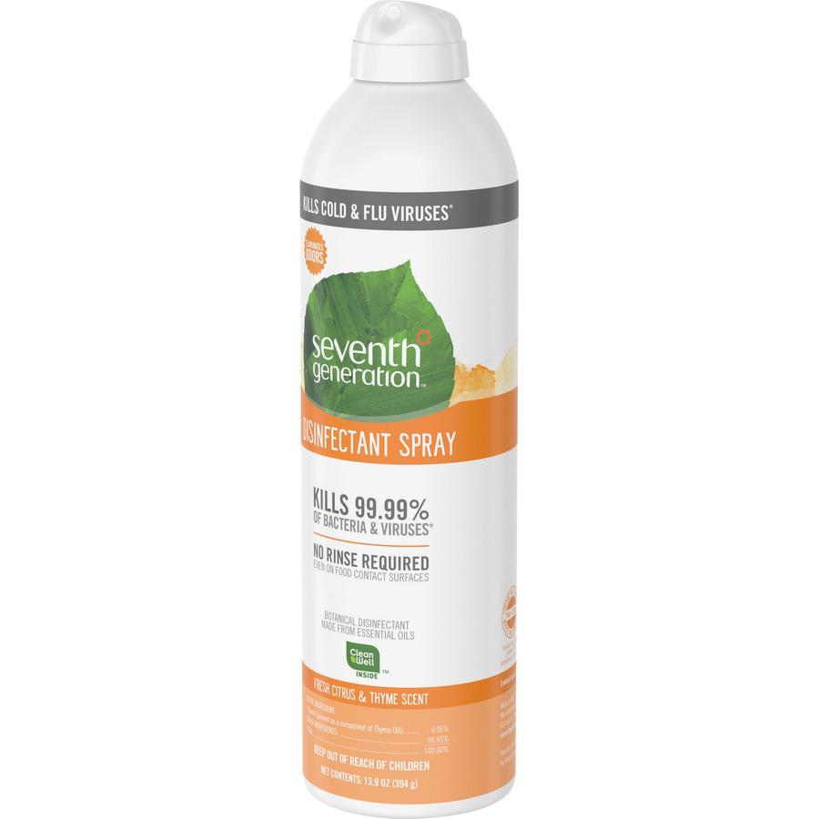 Seventh Generation Disinfectant Cleaner - Spray - 13.9 fl oz (0.4 quart) - Fresh Citrus & Thyme Scent - 1 Each - Clear. Picture 2