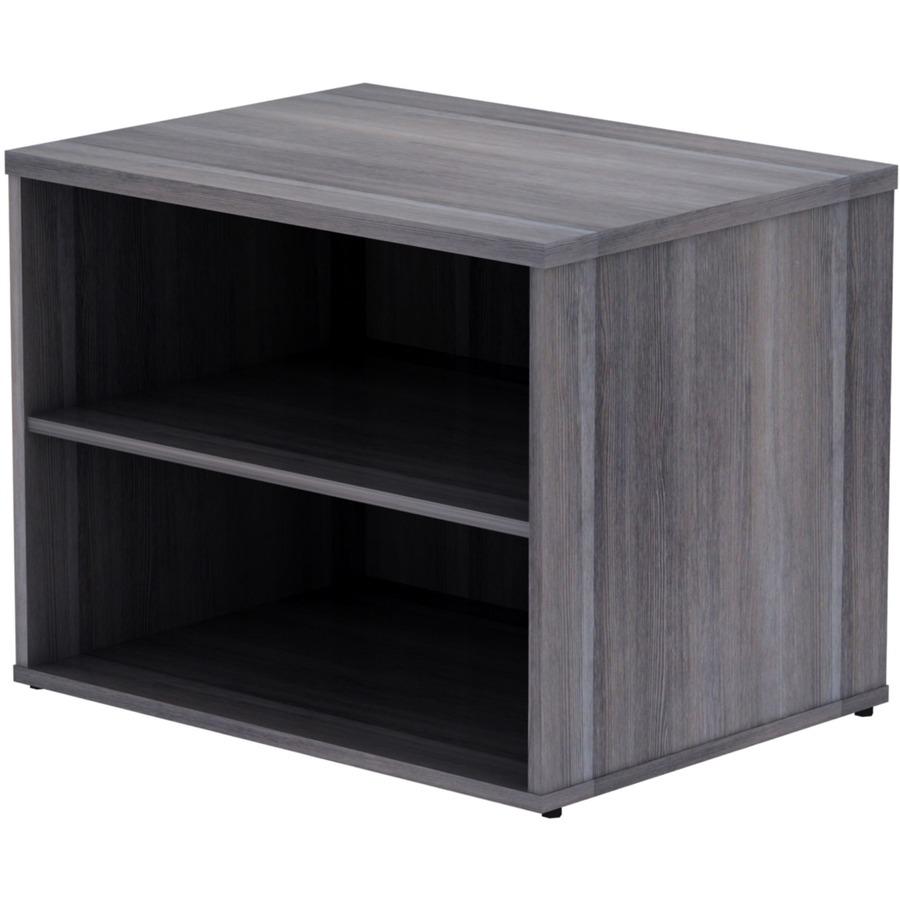 Lorell Relevance Series Storage Cabinet Credenza w/No Doors - 29.5" x 22"23.1" - 2 Shelve(s) - Finish: Weathered Charcoal, Laminate. Picture 6
