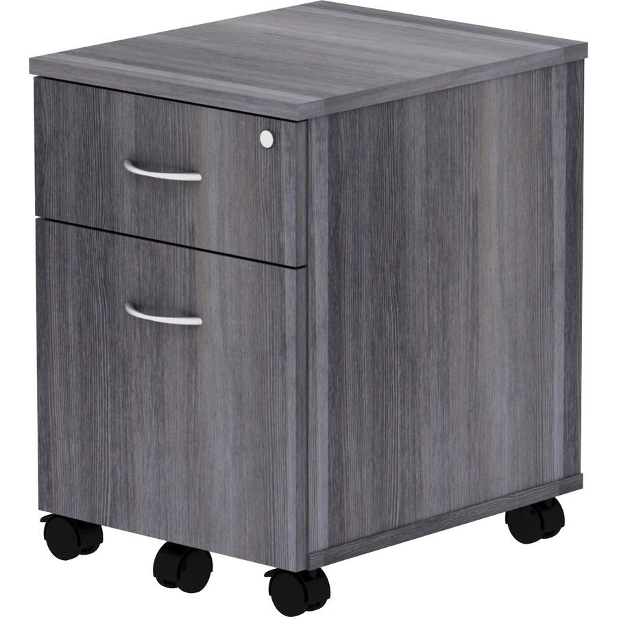 Lorell Relevance Series 2-Drawer File Cabinet - 15.8" x 19.9"22.9" - 2 x File, Box Drawer(s) - Finish: Weathered Charcoal, Laminate. Picture 6