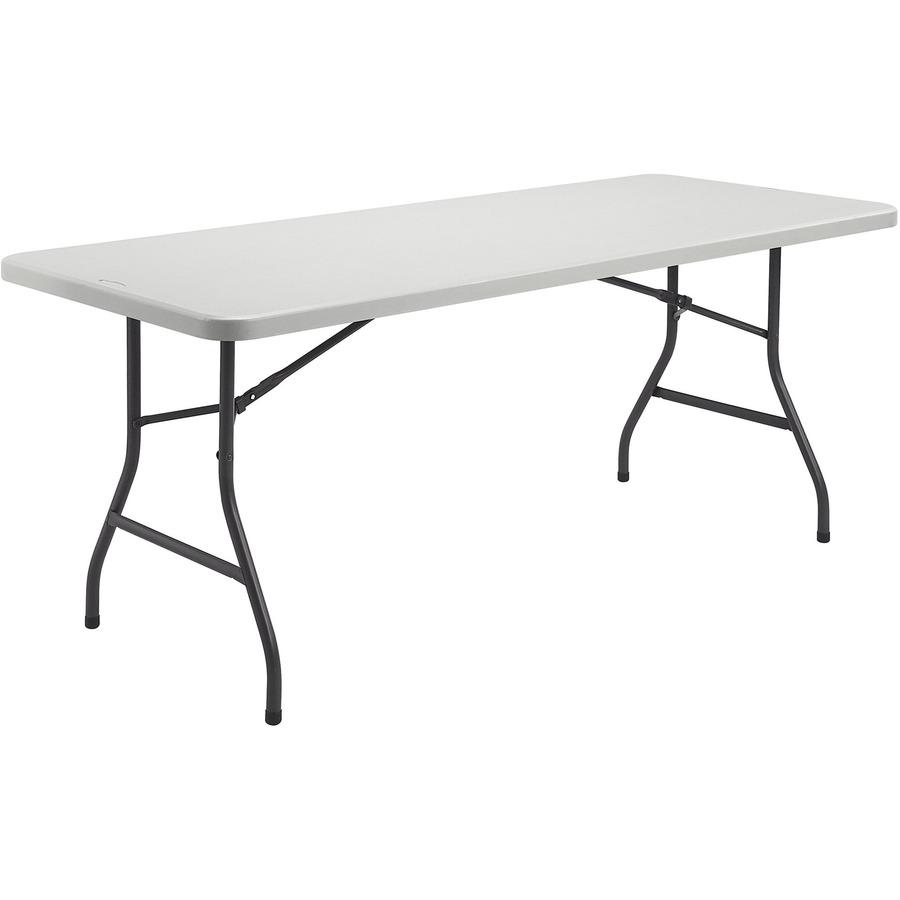 Lorell Ultra-Lite Banquet Table - Light Gray Rectangle Top - Dark Gray Folding Base - 600 lb Capacity x 60" Table Top Width x 30" Table Top Depth x 2" Table Top Thickness - 29" Height - Gray - High-de. Picture 7