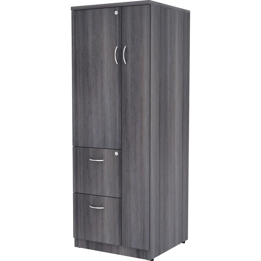 Lorell Essentials/Revelance Tall Storage Cabinet - 23.6" x 23.6"65.6" - 2 Drawer(s) - 2 Shelve(s) - Material: Medium Density Fiberboard (MDF), Particleboard - Finish: Weathered Charcoal - Abrasion Res. Picture 5