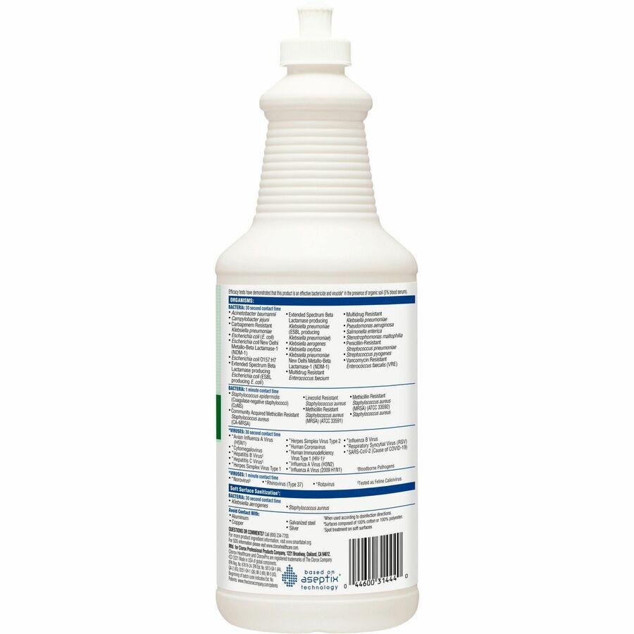Clorox Healthcare Hydrogen Peroxide Cleaner - Ready-To-Use Liquid - 32 fl oz (1 quart) - 6 / Carton - Clear. Picture 5