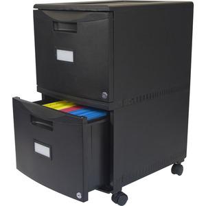 Storex 2-Drawer Locking Mobile Filing Cabinet - 15.5" x 18.5" x 26.3" - 2 x Drawer(s) for File - Letter, Legal - Lightweight, Stackable, Moisture Resistant, Rust Resistant, Lockable, Durable, Label Ho. Picture 5
