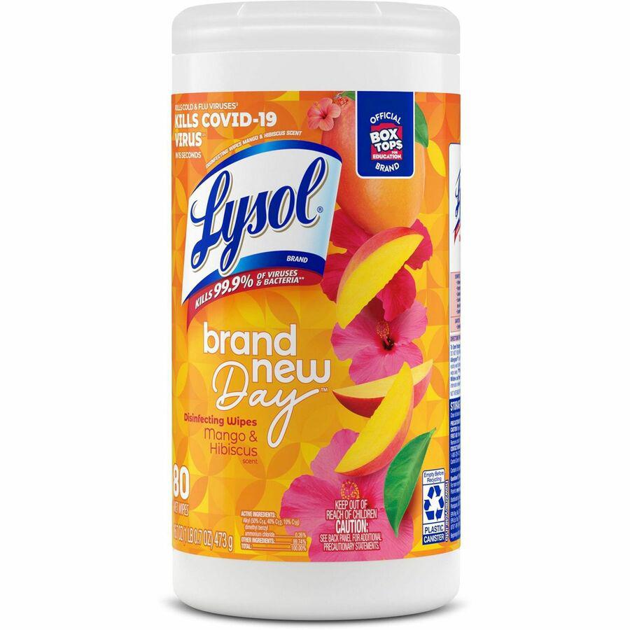 Lysol Brand New Day Disinfecting Wipes - Wipe - Mango Scent - 80 / Canister - 1 Each - White. Picture 4