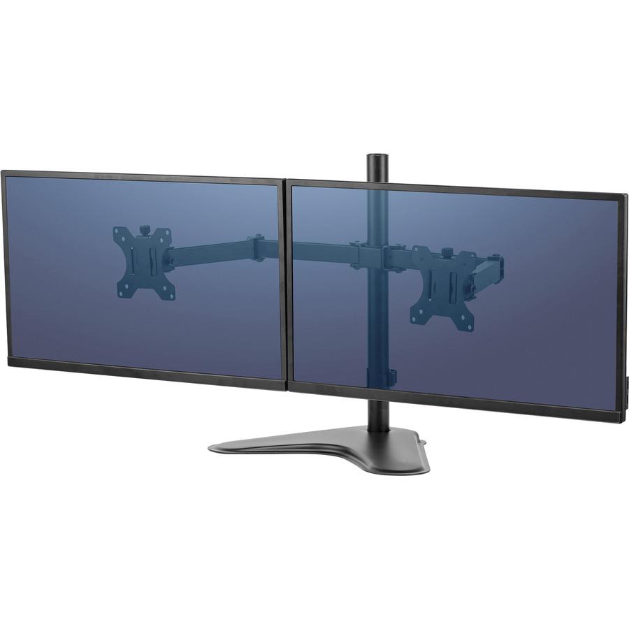 Fellowes Professional Series Freestanding Dual Horizontal Monitor Arm - Up to 27" Screen Support - 17.60 lb Load Capacity35" Width - Freestanding - Black. Picture 6