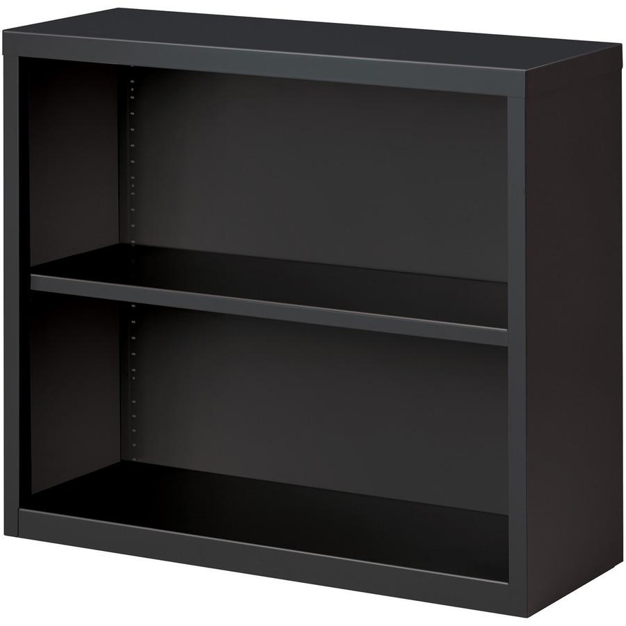 Lorell Fortress Series Bookcase - 34.5" x 12.6"30" - 2 Shelve(s) - Material: Steel - Finish: Charcoal, Powder Coated - Adjustable Shelf, Welded, Durable. Picture 5