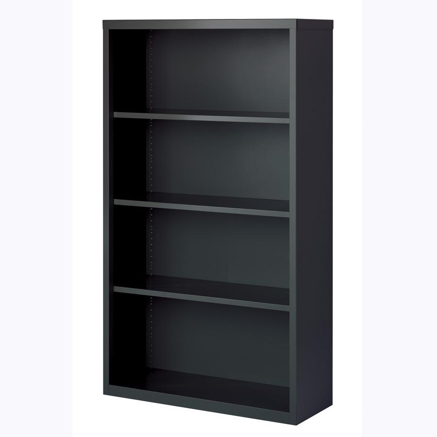 Lorell Fortress Series Bookcase - 34.5" x 13"60" - 4 Shelve(s) - Material: Steel - Finish: Charcoal, Powder Coated - Adjustable Shelf, Welded, Durable. Picture 5