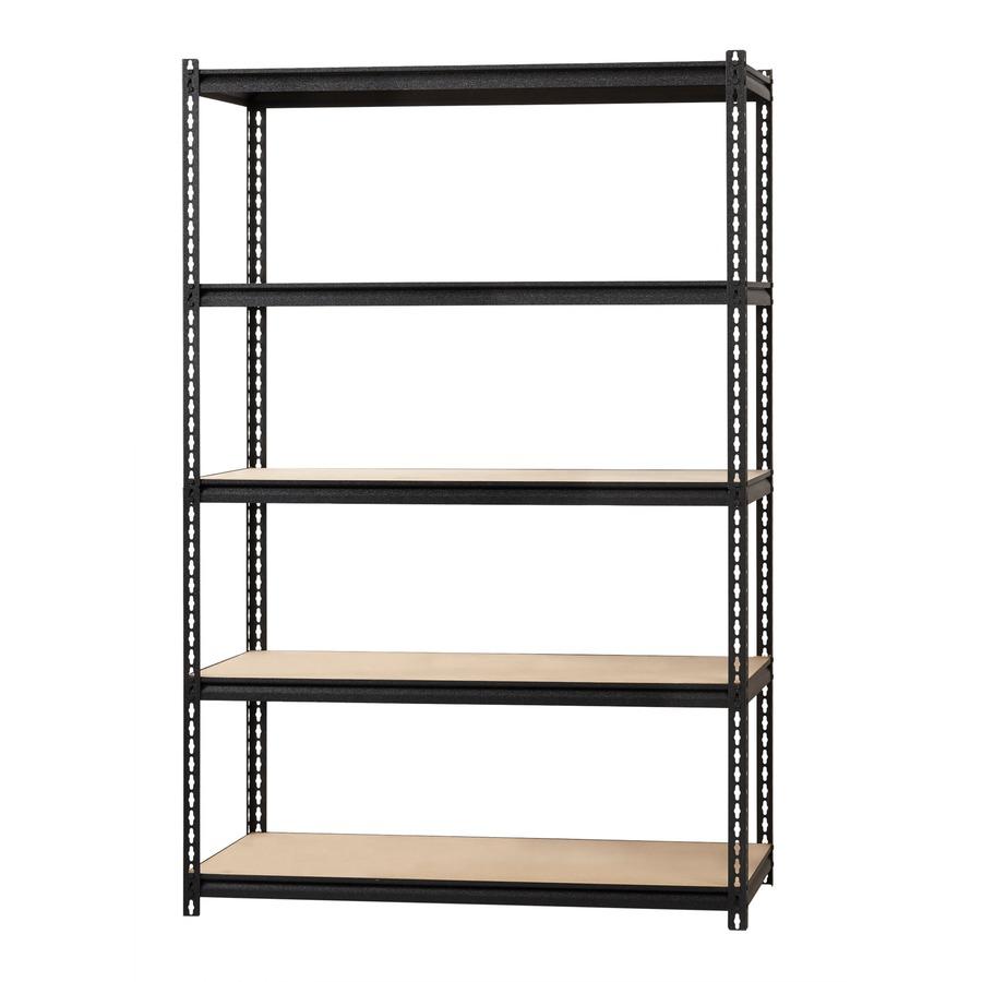 Lorell Iron Horse 2300 lb Capacity Riveted Shelving - 5 Shelf(ves) - 72" Height x 48" Width x 18" Depth - 30% Recycled - Black - Steel, Particleboard - 1 Each. Picture 6