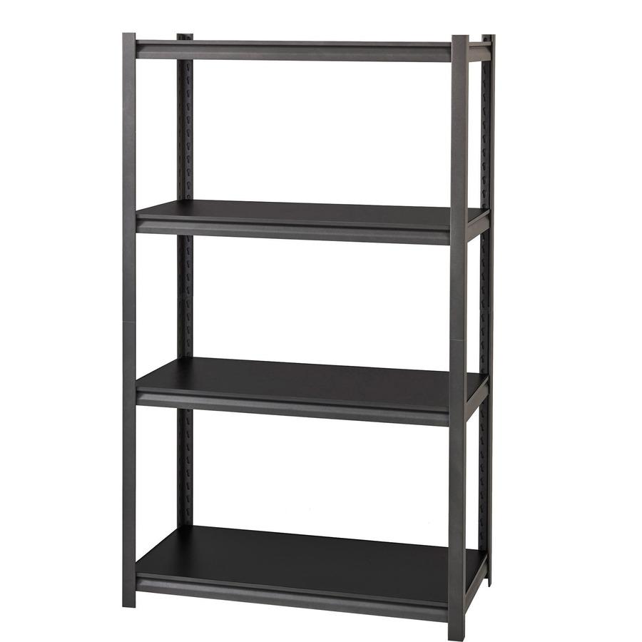 Lorell Iron Horse 3200 lb Capacity Riveted Shelving - 4 Shelf(ves) - 60" Height x 36" Width x 18" Depth - 30% Recycled - Black - Steel, Laminate - 1 Each. Picture 6