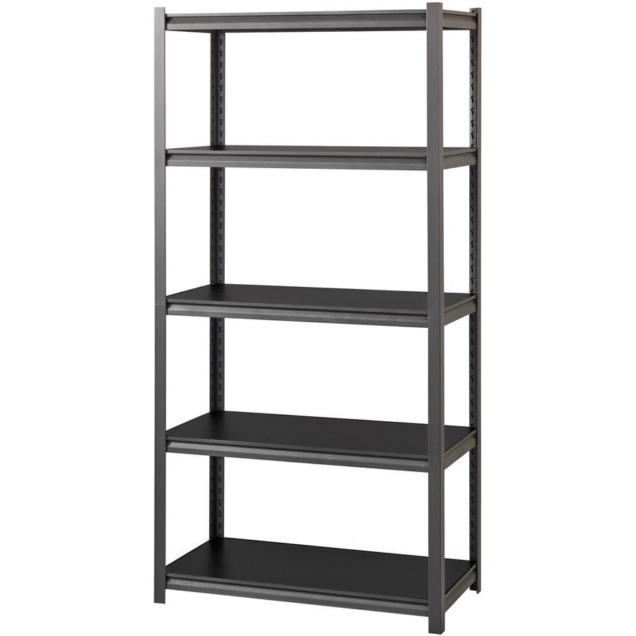 Lorell Iron Horse 3200 lb Capacity Riveted Shelving - 5 Shelf(ves) - 72" Height x 36" Width x 18" Depth - 30% Recycled - Black - Steel, Laminate - 1 Each. Picture 6