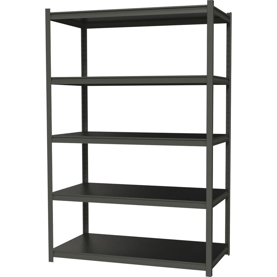 Lorell Iron Horse 3200 lb Capacity Riveted Shelving - 5 Shelf(ves) - 72" Height x 48" Width x 18" Depth - 30% Recycled - Black - Steel, Laminate - 1 Each. Picture 3