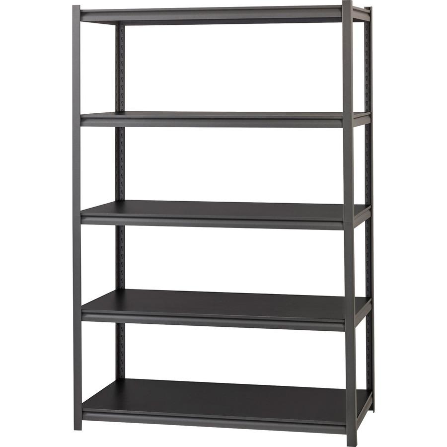 Lorell Iron Horse 3200 lb Capacity Riveted Shelving - 5 Shelf(ves) - 72" Height x 48" Width x 24" Depth - 30% Recycled - Black - Steel, Laminate - 1 Each. Picture 6
