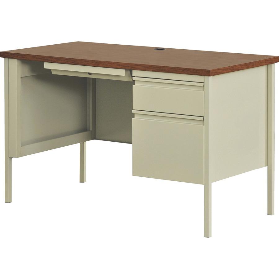 Lorell Fortress Series 45-1/2" Right Single-Pedestal Desk - 45.5" x 24"29.5" , 1.1" Table Top - Box, File Drawer(s) - Single Pedestal on Right Side - Square Edge. Picture 5