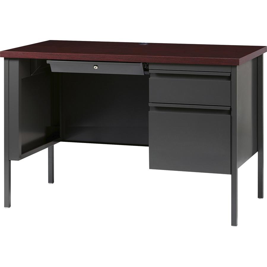 Lorell Fortress Series 45-1/2" Right Single-Pedestal Desk - 45.5" x 24"29.5" , 1.1" Top - Box, File Drawer(s) - Single Pedestal on Right Side - Square Edge. Picture 5