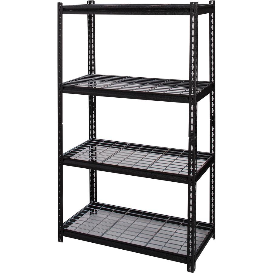 Lorell Wire Deck Shelving - 4 Shelf(ves) - 60" Height x 36" Width x 18" Depth - 30% Recycled - Black - Steel - 1 Each. Picture 6