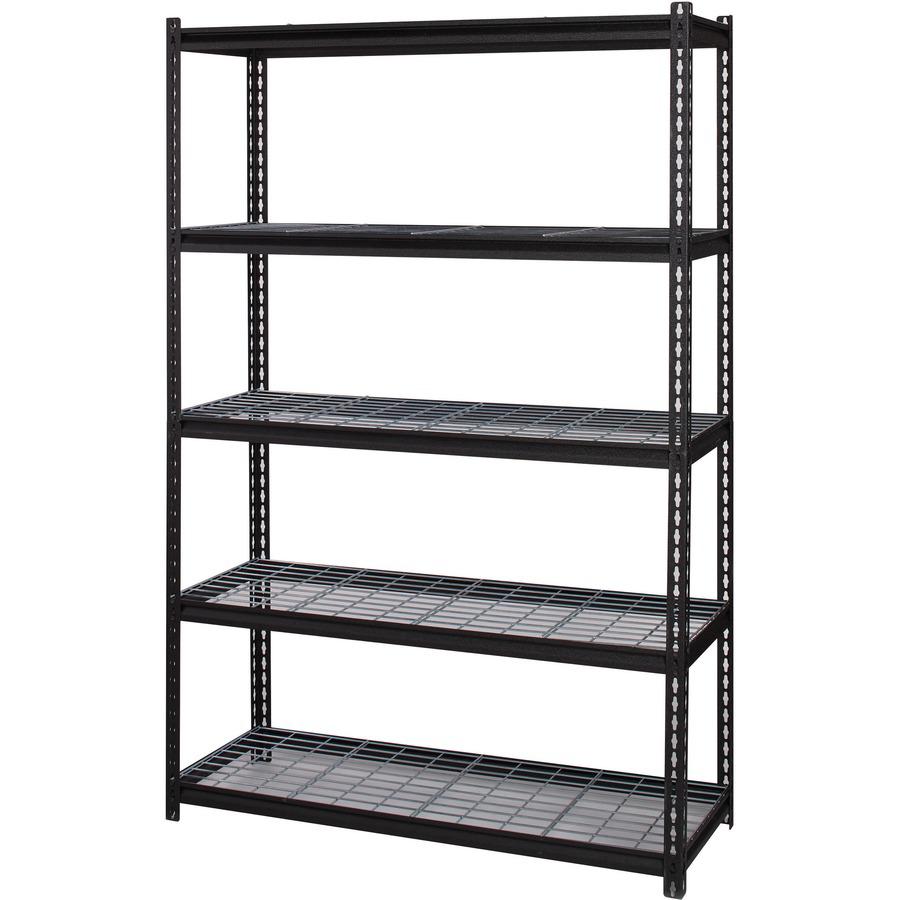 Lorell Wire Deck Shelving - 5 Shelf(ves) - 72" Height x 48" Width x 18" Depth - 28% Recycled - Black - Steel - 1 Each. Picture 6