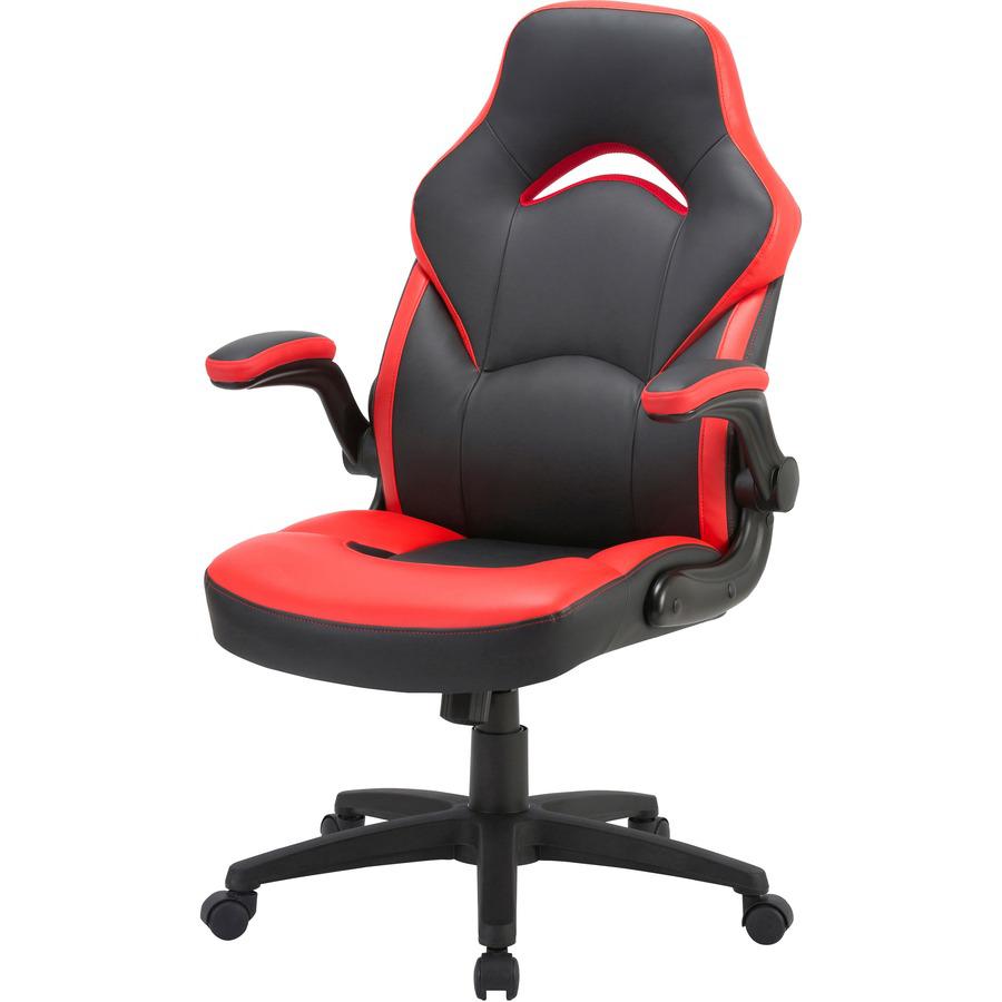 Lorell Bucket Seat High-back Gaming Chair - Red, Black Seat - Red, Black Back - 5-star Base - 28" Length x 20.5" Width x 47.5" Height. Picture 8