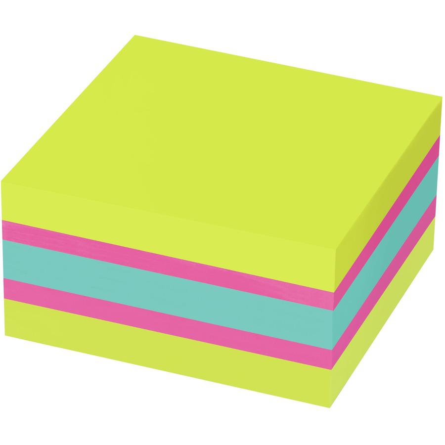 Post-it&reg; Super Sticky Notes Cube - 3" x 3" - Square - 360 Sheets per Pad - Guava, Acid Lime, Aqua Splash - Paper - Sticky, Recyclable - 1 / Pack. Picture 4