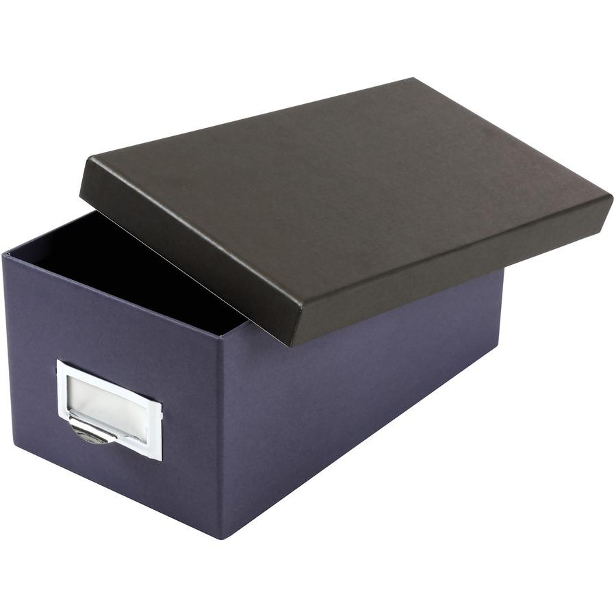 Oxford Index Card Storage Box - External Dimensions: 11.5" Length x 6.5" Width x 5" Height - Media Size Supported: Index Card 4" x 6" - 1000 x Index Card (4" x 6") - Indigo, Black - For Index Card, Re. Picture 5
