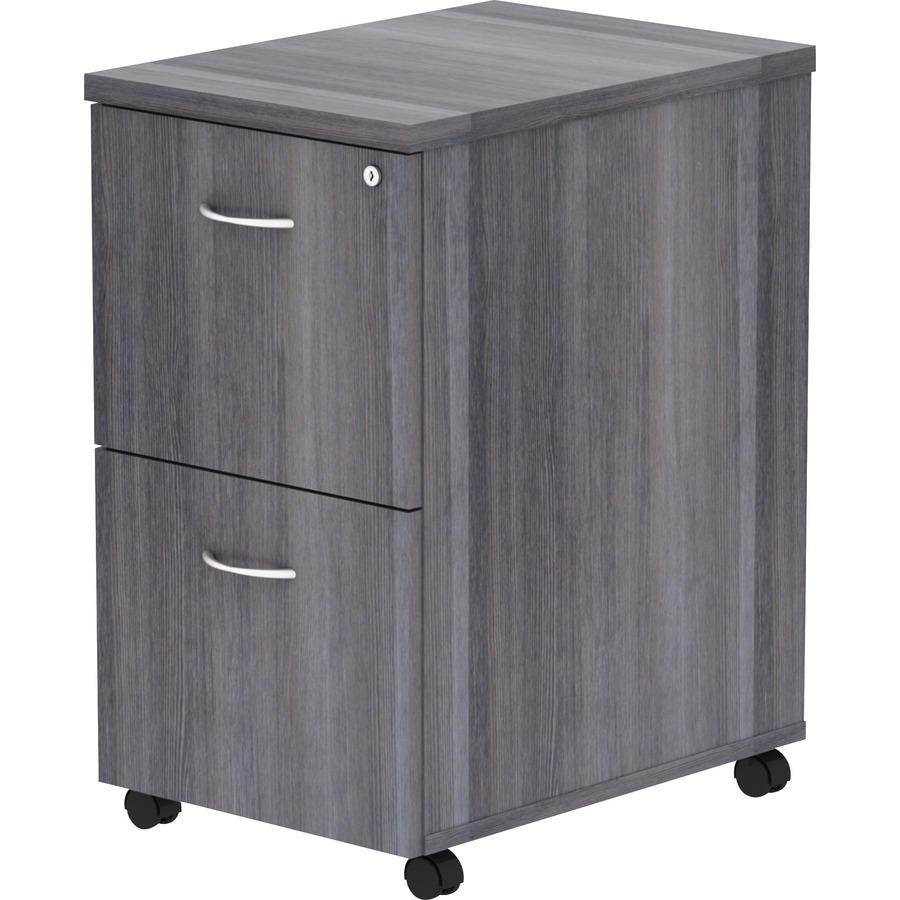 Lorell Weathered Charcoal Laminate Desking Pedestal - 2-Drawer - 16" x 22" x 28.3" - 2 x File Drawer(s) - Material: Metal Pull, Polyvinyl Chloride (PVC) Edge - Finish: Weathered Charcoal, Laminate, Si. Picture 9