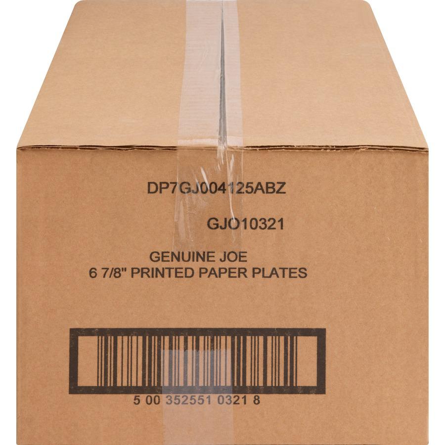 Genuine Joe 7" Printed Paper Plates - 125 / Pack - Disposable - 7" Diameter - Assorted - 4 / Carton. Picture 6