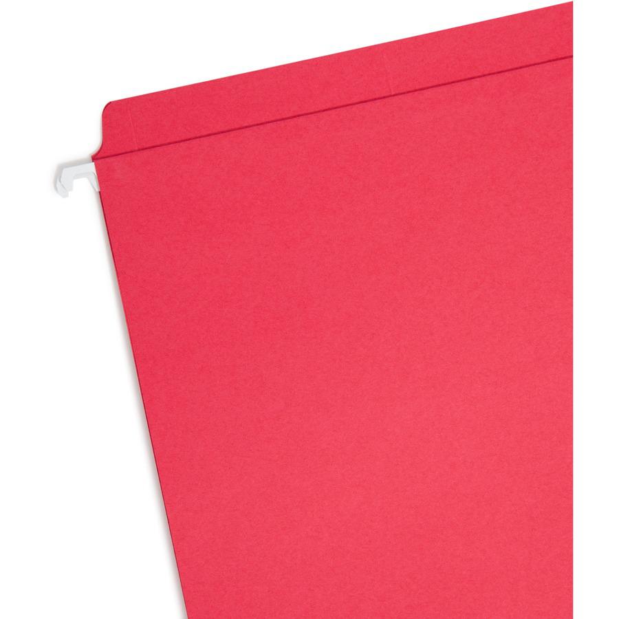 Smead FasTab Straight Tab Cut Letter Recycled Hanging Folder - 8 1/2" x 11" - Assorted Position Tab Position - Blue, Green, Red - 10% Recycled - 18 / Box. Picture 6